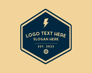 Cog - Lightning Bolt Electricity logo design