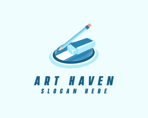 Pencil Sketch Eraser logo design