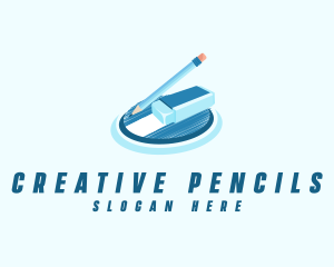 Pencil Sketch Eraser logo design