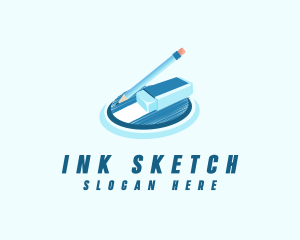 Pencil Sketch Eraser logo design