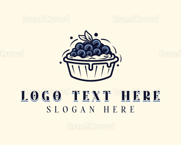 Blueberry Pie Dessert Logo