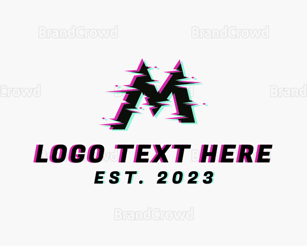Modern Glitch Letter M Logo