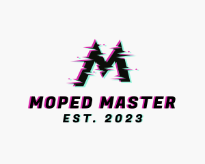 Modern Glitch Letter M logo design