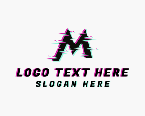 Modern Glitch Letter M Logo