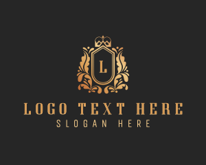 Floral - Floral Crown Shield logo design