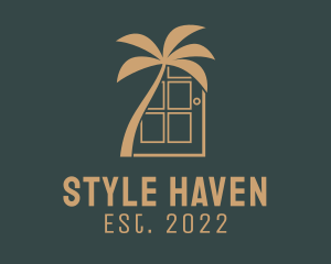 Hostel - Palm Tree Door logo design