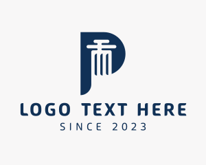 Temple - Legal Pillar Letter P logo design