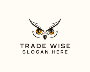 Wise Owl Bird Eyes logo design