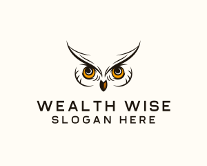 Wise Owl Bird Eyes logo design