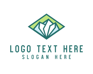 Trekking - Diamond Green Mountain logo design