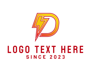 Electricity - Thunder Letter D logo design