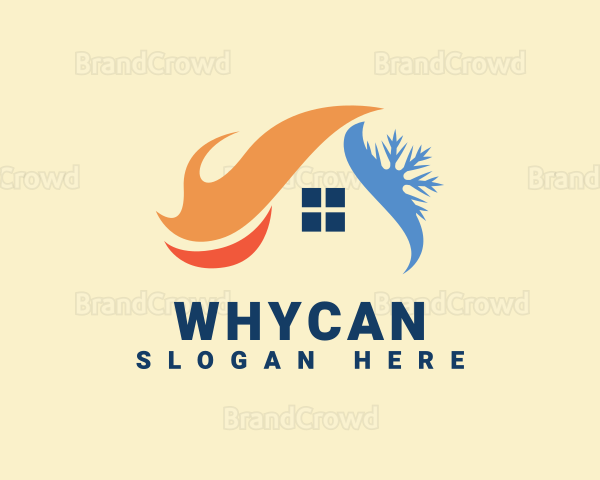 Roof Heating Cooling House Logo