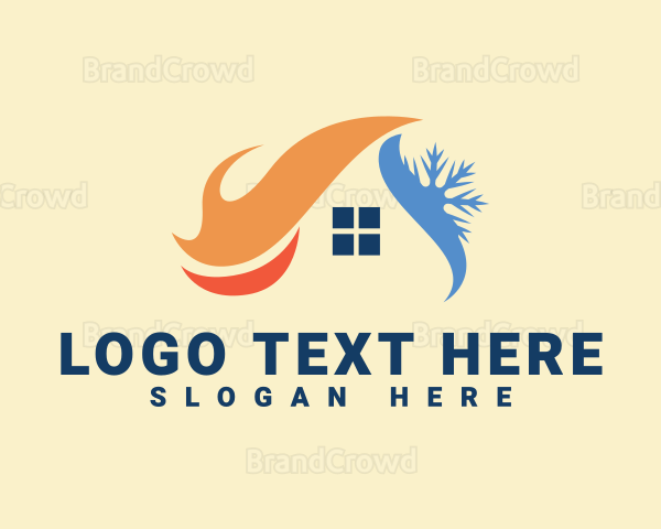 Roof Heating Cooling House Logo