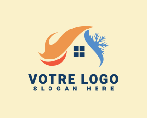 Roof Heating Cooling House Logo