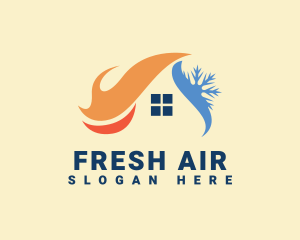 Roof Heating Cooling House logo design