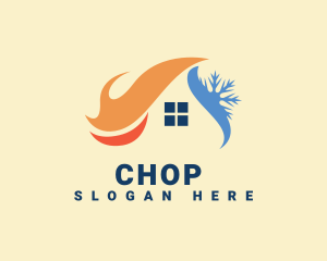 Heating - Roof Heating Cooling House logo design
