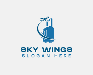 Travel Luggage Airplane logo design