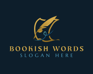 Literary - Feather Quill Writing logo design