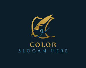 Poem - Feather Quill Writing logo design