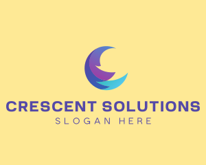 Gradient Moon Crescent logo design