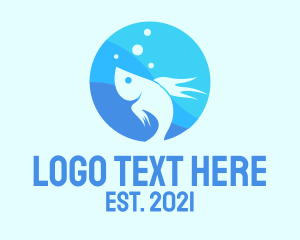 Aquatic Animal - Blue Fish Emblem logo design