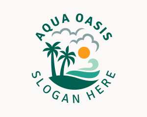 Pool - Sunrise Summer Beach Oasis logo design