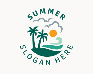 Sunrise Summer Beach Oasis logo design