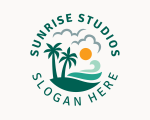 Sunrise Summer Beach Oasis logo design