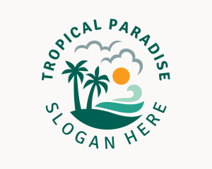 Hawaii - Sunrise Summer Beach Oasis logo design