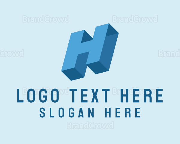 3D Geometric Letter H Logo