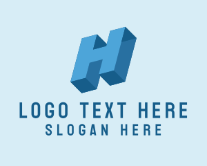 Geometric - 3D Geometric Letter H logo design