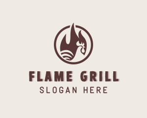 Grilling - Chicken Flame Grill logo design