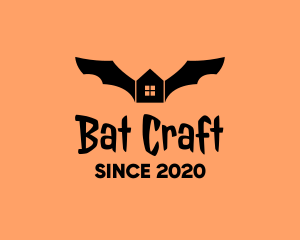 Bat Halloween House  logo design