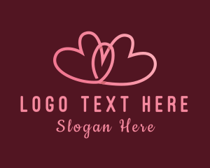 Romantic - Pink Intimate Heart Couple logo design