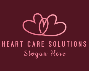 Pink Intimate Heart Couple logo design