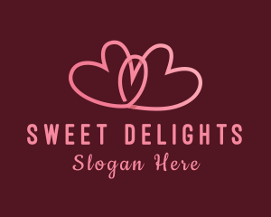 Pink Intimate Heart Couple logo design