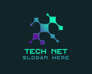 Net - Network Pixel Circuit logo design