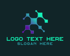 Social Network - Network Pixel Circuit logo design