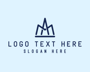 Blue Crown Letter A logo design