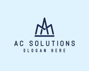 Blue Crown Letter A logo design