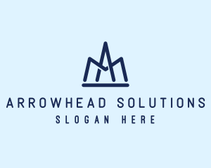 Blue Crown Letter A logo design