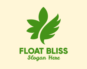 Green Floating Leaf  logo design