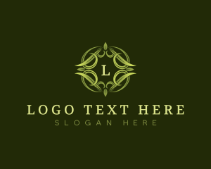 Eco - Elegant Leaves Wreath logo design