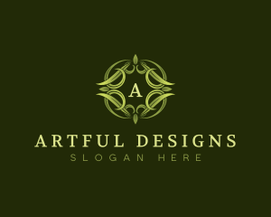 Elegant Leaves Wreath  logo design