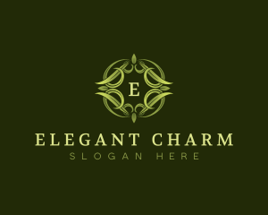 Elegant Leaves Wreath  logo design