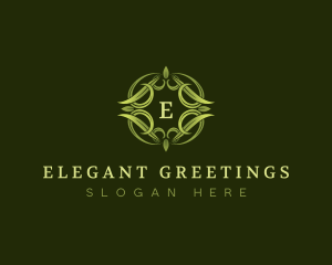 Elegant Leaves Wreath  logo design