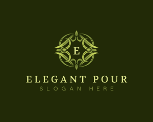 Elegant Leaves Wreath  logo design