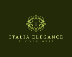 Elegant Leaves Wreath  logo design