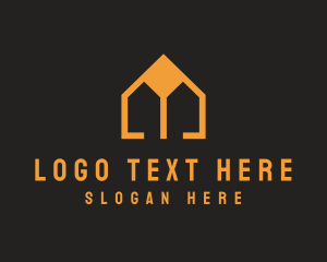 Construction - Orange House Letter M logo design
