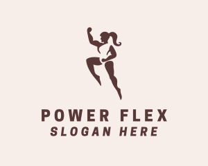 Muscular - Strong Muscular Woman logo design